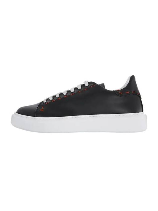 Calf Leather Lace-up Low Top Sneakers Black - KITON - BALAAN.