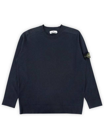 11Th Anniversary Wappen Lining Cuffs Knit Top Blue - STONE ISLAND - BALAAN 1