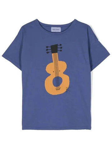 Kids Guitar Printing T Shirt Blue 124AC009 420 - BOBO CHOSES - BALAAN 1