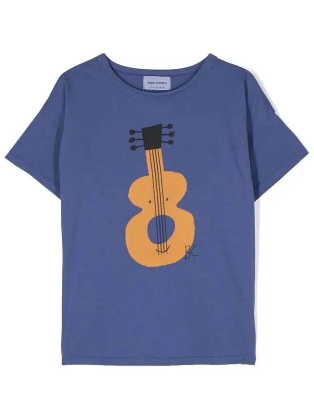 Kids Guitar Printing T Shirt Blue 124AC009 420 - BOBO CHOSES - BALAAN 2