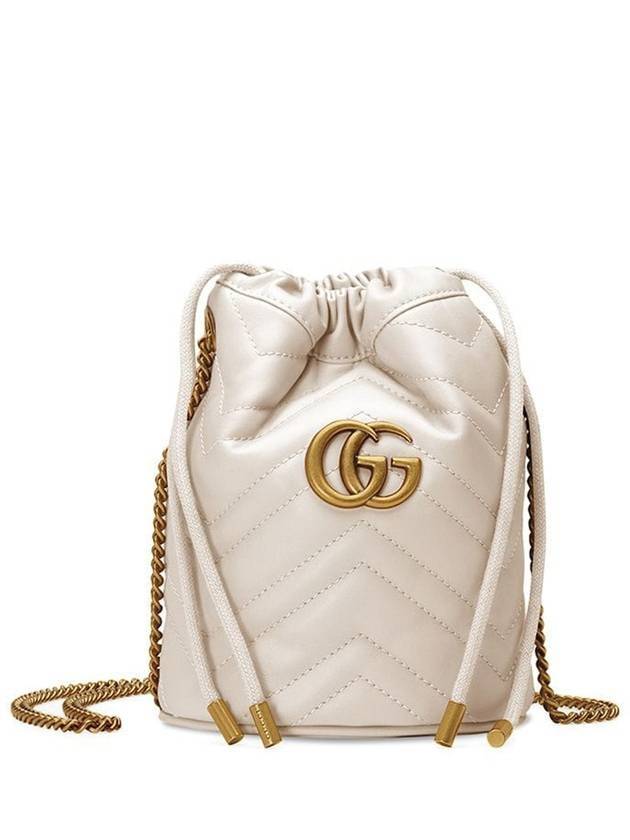 GG Marmont Gold Chain Mini Bucket Bag White - GUCCI - BALAAN.