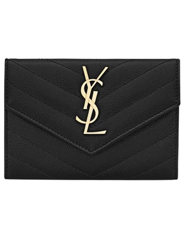 Monogram Envelope Small Half Wallet Black Gold - SAINT LAURENT - BALAAN 2