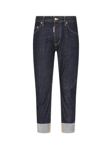 Men's Back Patch Roll-Up Sailor Jeans SAILOR Dark Indigo - DSQUARED2 - BALAAN 1