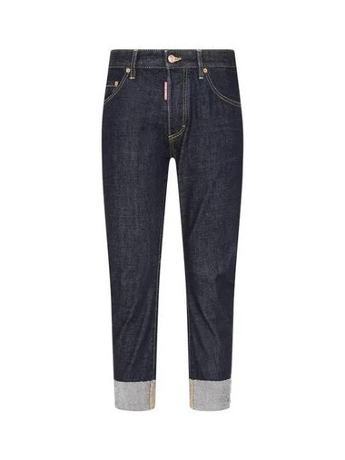 Men's Back Patch Roll-Up Sailor Jeans SAILOR Dark Indigo - DSQUARED2 - BALAAN 1