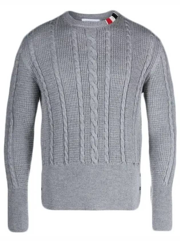 RWB Cable Wool Knit Top Grey - THOM BROWNE - BALAAN 5