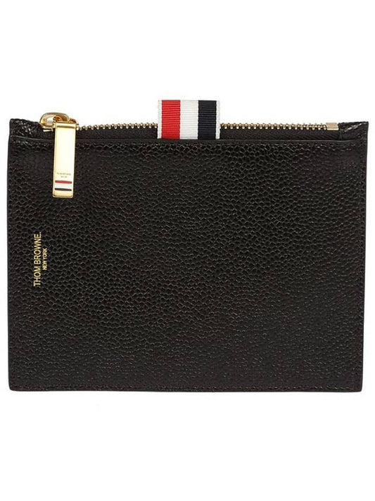 Pebble Grain Three Stripe Tab Small Coin Wallet Black - THOM BROWNE - BALAAN 2