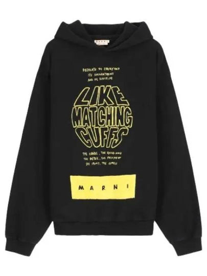 Slogan Print Hoodie Black - MARNI - BALAAN 2