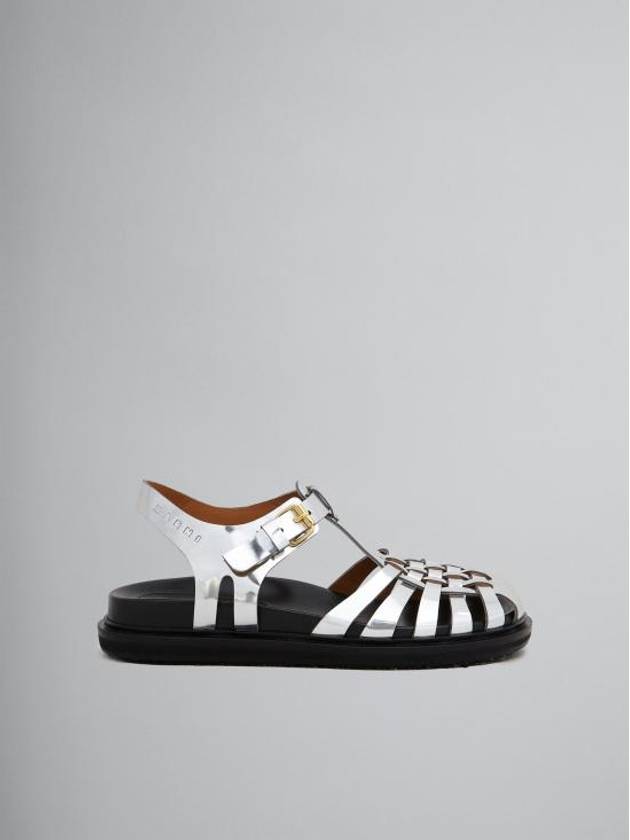 Mirror Leather Fisherman Sandals Silver - MARNI - BALAAN 2