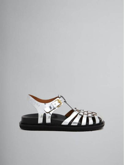 Mirror Leather Fisherman Sandals Silver - MARNI - BALAAN 2