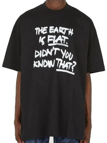 Flat Earth Flat Earth Print Cotton TShirt Black - VETEMENTS - BALAAN 1