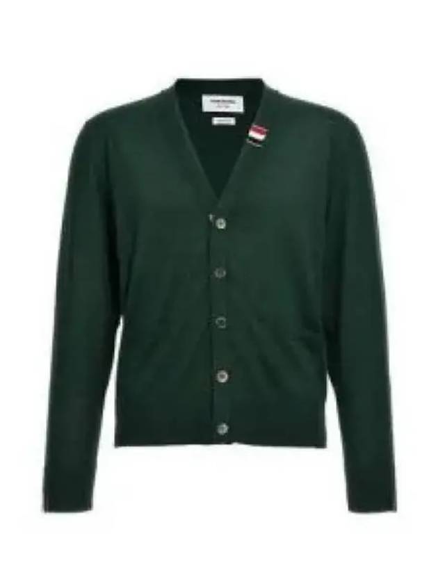 Men's Jersey Stitch V-Neck Cardigan Green - THOM BROWNE - BALAAN 2