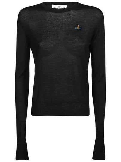 Women's Bea Jumper Embroidered Logo Knit Top Black - VIVIENNE WESTWOOD - BALAAN 2