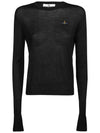 Women's Bea Jumper Embroidered Logo Knit Top Black - VIVIENNE WESTWOOD - BALAAN 3