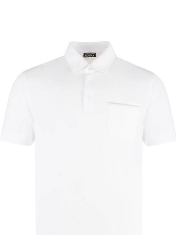 Zegna Short Sleeve Cotton Pique Polo Shirt - ERMENEGILDO ZEGNA - BALAAN 1