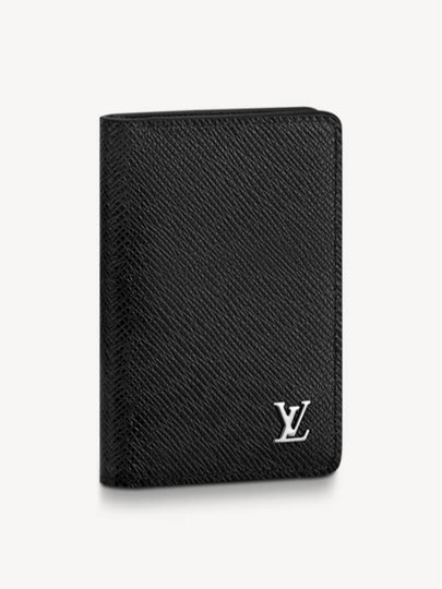 Pocket Organizer Taiga Leather Card Wallet Black - LOUIS VUITTON - BALAAN 2