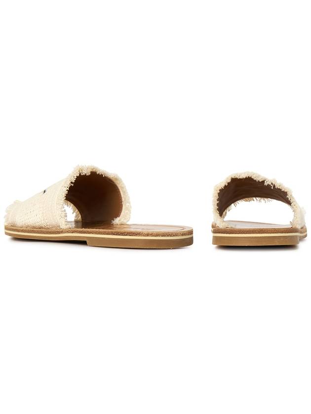 Embroidered Logo Bianca Flat Fabric Slippers Beige - BALLY - BALAAN 7