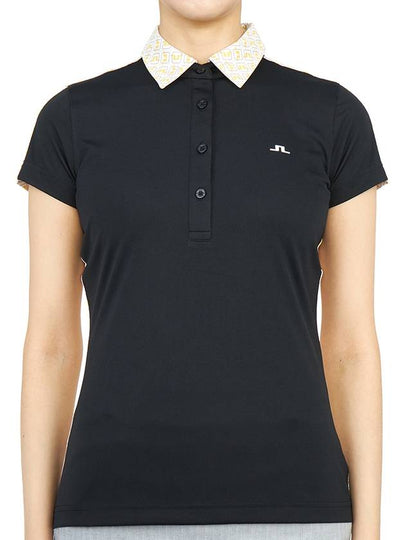 Women's Collar CARA Polo Short Sleeve T-Shirt Black - J.LINDEBERG - BALAAN 2