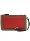 Color Block Saffiano Handle Pouch Bag Camel Red - MARNI - BALAAN 2