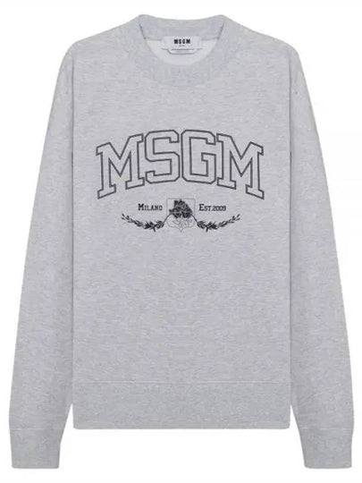 College Logo Crew Neck Cotton Sweatshirt Light Grey - MSGM - BALAAN 2