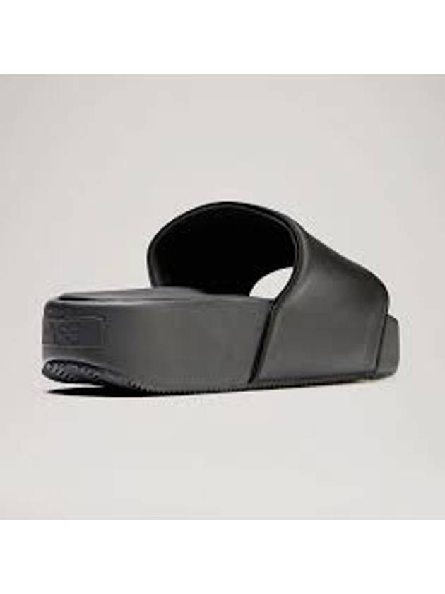 Embossed Logo Platform Leather Slippers Black - Y-3 - BALAAN 6