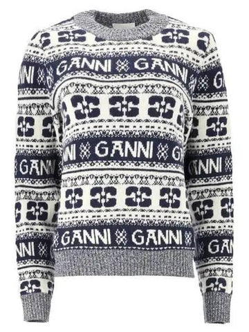 Graphic logo wool mix women s knit K2094 683 1096659 - GANNI - BALAAN 1