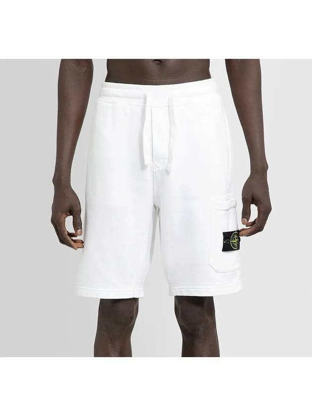 Cotton Fleece Cargo Bermuda Shorts White - STONE ISLAND - BALAAN 6