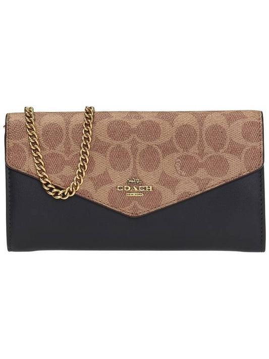 Women s Envelope Chain Color Block Signature Canvas Cross Bag Navy - COACH - BALAAN 1