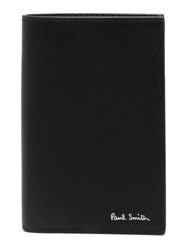 Logo Leather Card Wallet Black - PAUL SMITH - BALAAN 1