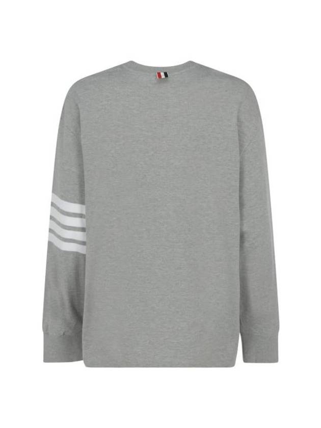 Engineered 4 Bar Medium Weight Jersey Oversized Long Sleeved T-Shirt Light Grey - THOM BROWNE - BALAAN 3