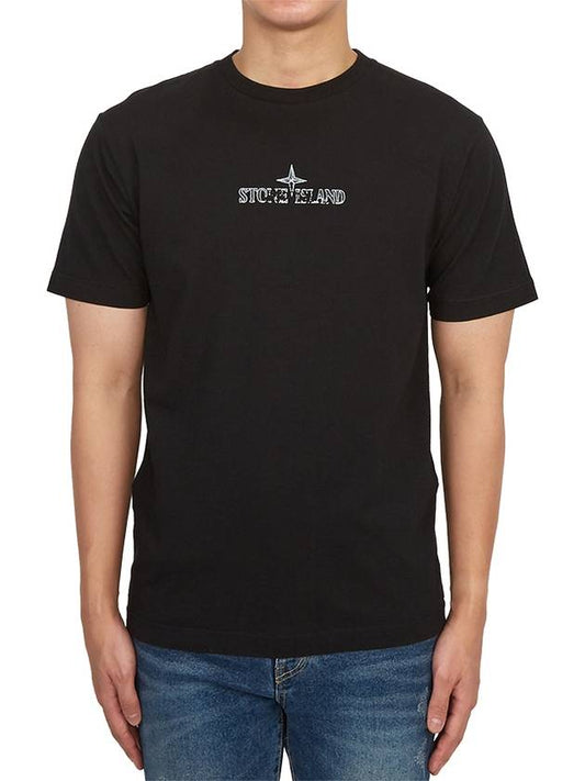 Logo Print Short Sleeve T-Shirt Black - STONE ISLAND - BALAAN 2