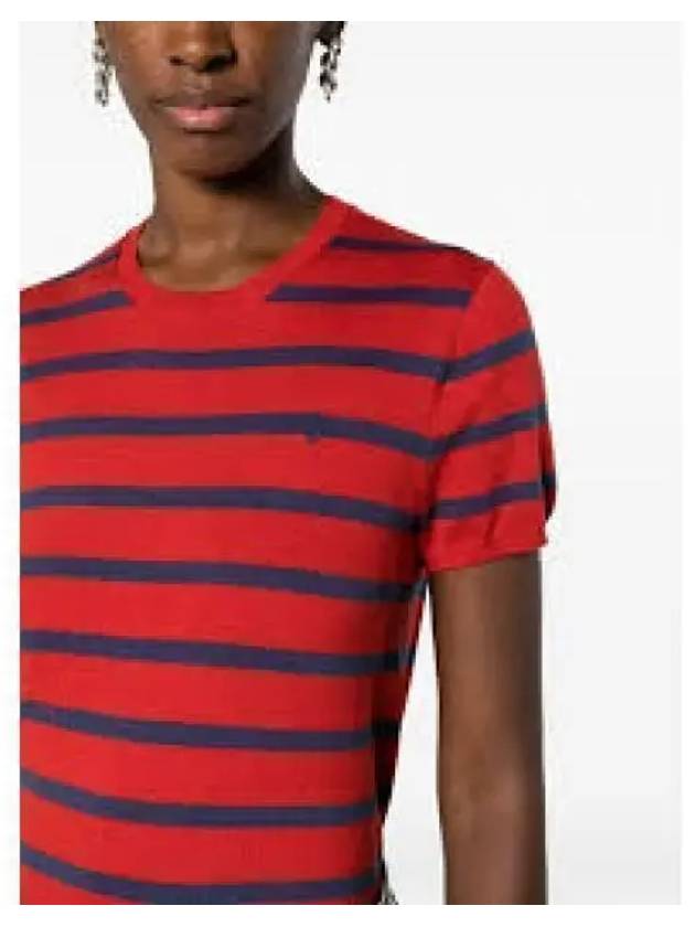 W Striped Short Sleeve Sweater Red 1236530 - POLO RALPH LAUREN - BALAAN 1