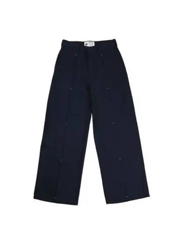 Pin tuck cotton pants navy - HERETIC - BALAAN 1