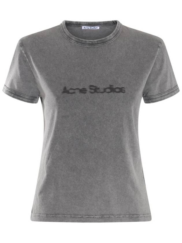 Blurred Logo Cotton Short Sleeve T-Shirt Grey - ACNE STUDIOS - BALAAN 1