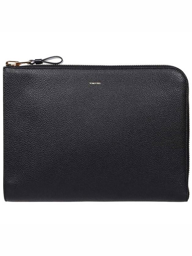 Logo Grain Leather Buckley Clutch Bag Black - TOM FORD - BALAAN 2