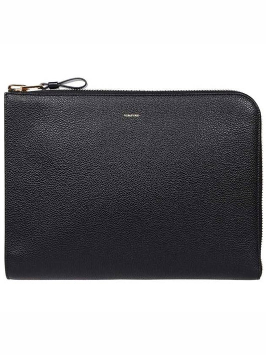 Logo Grain Leather Buckley Clutch Bag Black - TOM FORD - BALAAN 2