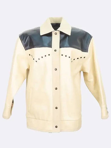 1AAL07 Beige Leather Western Evening Work Women s Jacket Size 34 - LOUIS VUITTON - BALAAN 1