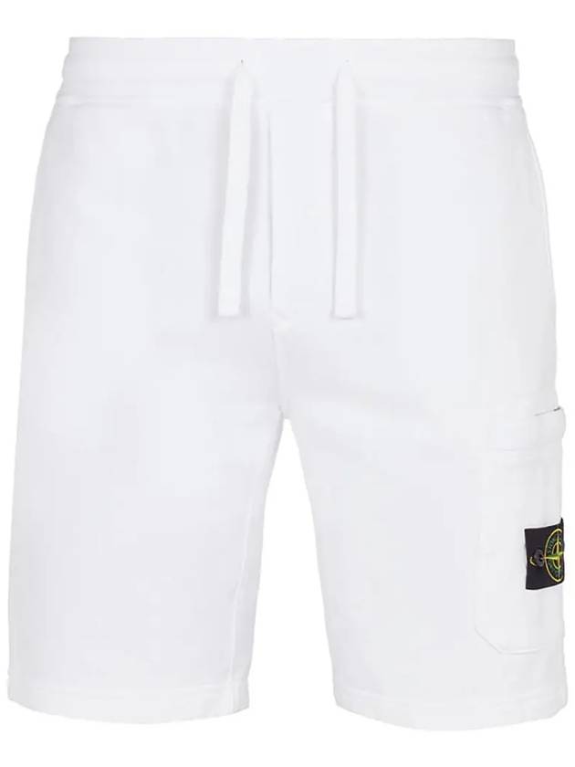 Cotton Fleece Cargo Bermuda Shorts White - STONE ISLAND - BALAAN 2