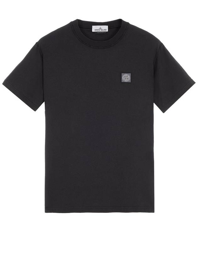 Pisato Effect Logo Patch Short Sleeve T-Shirt Black - STONE ISLAND - BALAAN 2