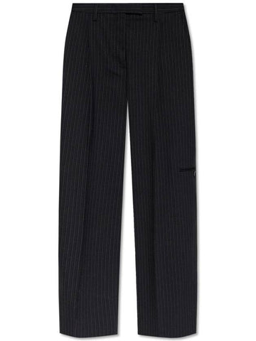 Acne Studios Pinstriped Pleated Trousers, Women's, Black - ACNE STUDIOS - BALAAN 1