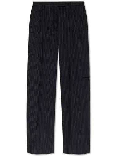 Acne Studios Pinstriped Pleated Trousers, Women's, Black - ACNE STUDIOS - BALAAN 1