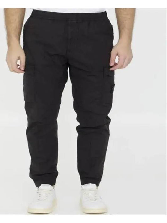 Stretch Cotton Tela Paracadute Cargo Straight Pants Black - STONE ISLAND - BALAAN 2