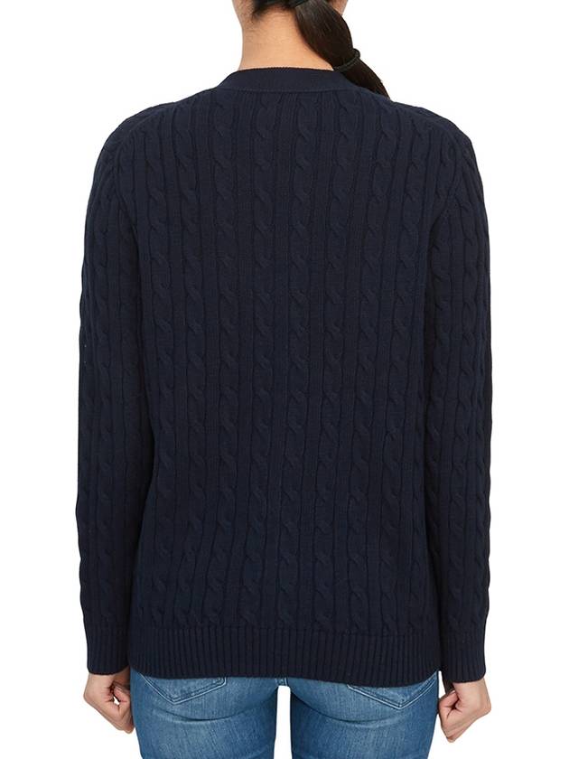 Kids Pony Embroidery Cable Knit Cardigan Navy - POLO RALPH LAUREN - BALAAN 4