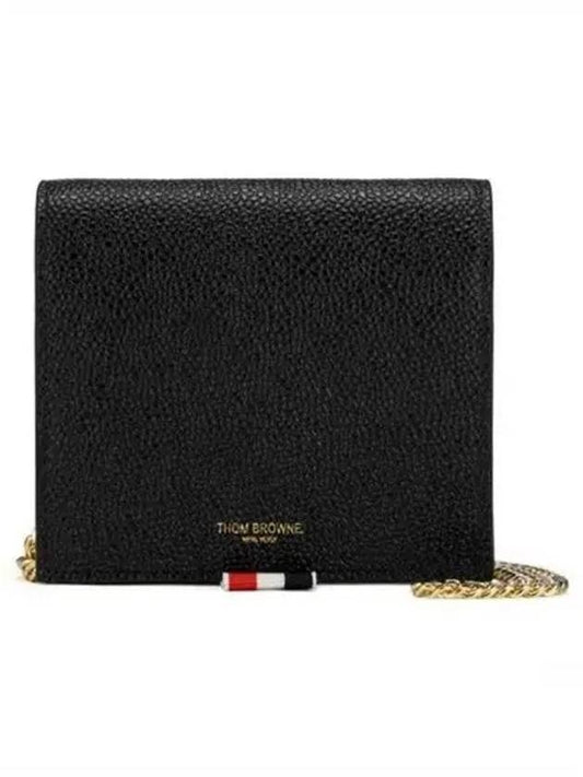 Three Stripe Tab Chain Strap Half Wallet Black - THOM BROWNE - BALAAN 2