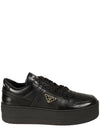 Downtown Bold Leather Low Top Sneakers Black - PRADA - BALAAN 4