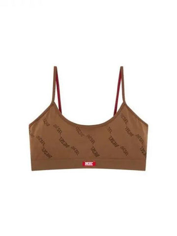 Women's Logo Pattern Stretch Bra Brown 271671 - DIESEL - BALAAN 1