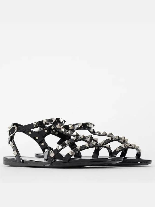 Rockstud Strap Sandals Black - VALENTINO - BALAAN.