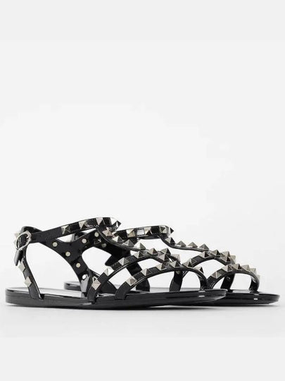 Rockstud Strap Sandals Black - VALENTINO - BALAAN 2