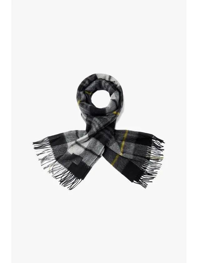 PS Logo Label Check Wool Scarf Dark Gray - PAUL SMITH - BALAAN 1