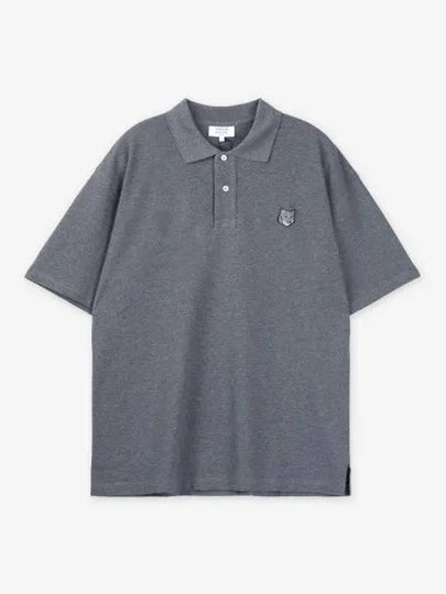 Bold Fox Head Patch Oversized Polo Shirt Grey - MAISON KITSUNE - BALAAN 2