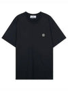 Logo Patch Cotton Short Sleeve T-Shirt Navy - STONE ISLAND - BALAAN 2